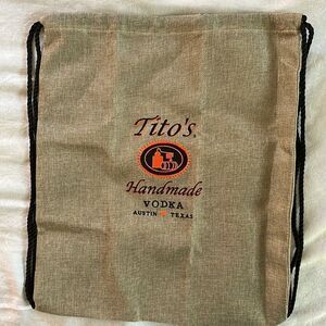 Tito's Handmade Vodka Burlap Drawstring Backpack Tote